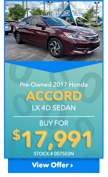 Pre-Owned 2017 Honda Accord LX 4D Sedan