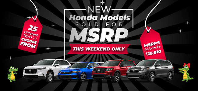 new Honda models sold for MSRP, this weekend only