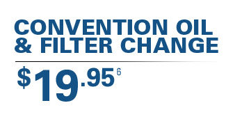 Conventional Oil & Filter Change $19.95