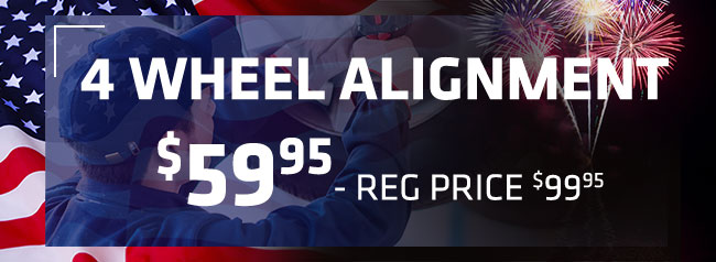 4 wheel alignment $59.95- reg price $99.95