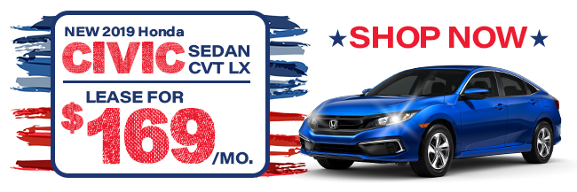 2019 Honda Civic Sedan CVT LX, Lease for $169 per month