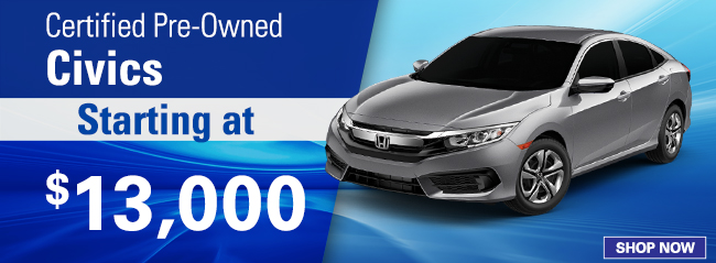 Certified Pre-Owned Civics Starting at $13,000