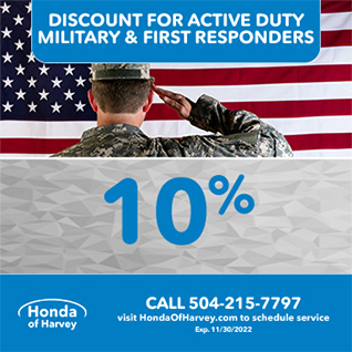 10% off for Active duty military and first responders