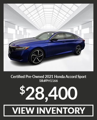 Certified Pre-Owned 	2021	Honda	Accord	Sport