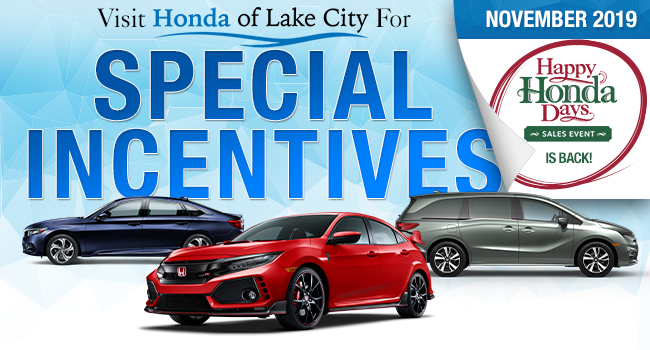 Visit Honda At Honda Of Lake City For Special Incentives