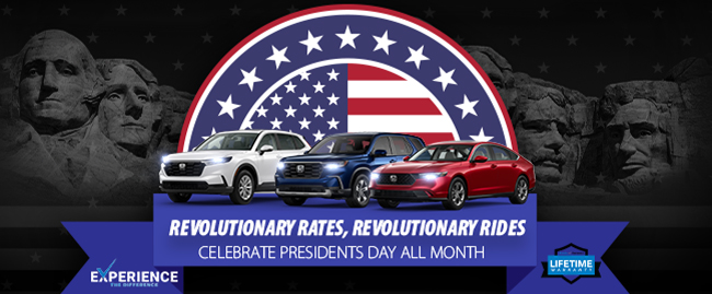 Revolutionary Rates, Revolutionary Rides. Celebrate Presidents Day All Month