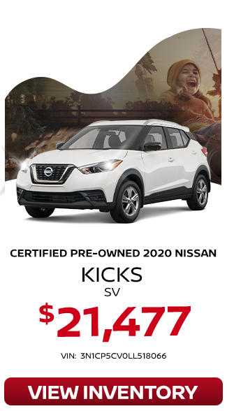 certified pre-owned 2020 Nissan Kicks SV