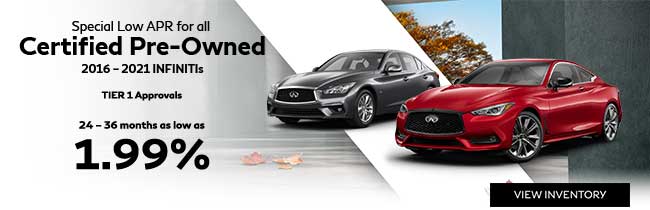 Special Low APR for all Certified Pre-Owned 2016 – 2021 INFINITI’s