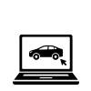 Service Icons: car, magnifying glass on car, tools, car on computer screen