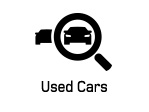 Service Icons: car, magnifying glass on car, tools, car on computer screen