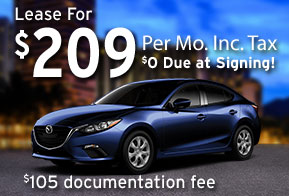 New 2016 Mazda3 i Sport Sedan
Lease for $209 per month
$0 Due at Signing!
$105 documentation fee