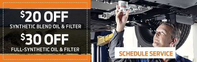 $20 Off Synthetic Blend Oil & Filter, $30 Off Full-Synthetic Oil & Filter