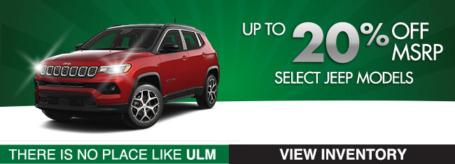 Select Jeep model 20 % off MSRP offer
