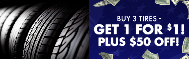 Buy 3 tires get 1 for $1