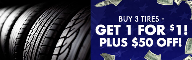 Buy 3 tires get 1 for $1