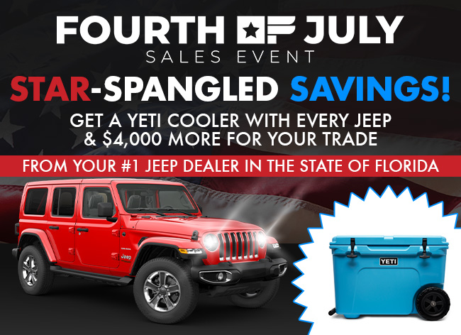 Star-Spangled Savings! Get A Yeti Cooler With Every Jeep & $4,000 More For Your Trade