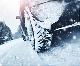 BMW with tread in the snow