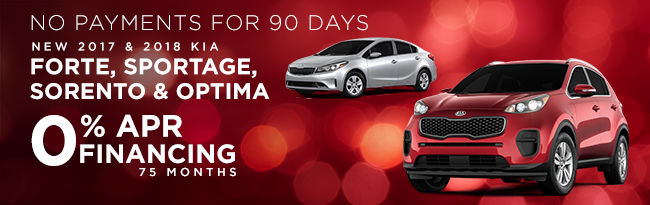2017 and 2018 Forte, Sportage, Sorento & Optima0% APR Financing for 75 months