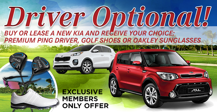 Buy Or Lease A New Kia And Receive Your Choice: 	Premium PING Driver, Golf Shoes Or Oakley Sunglasses