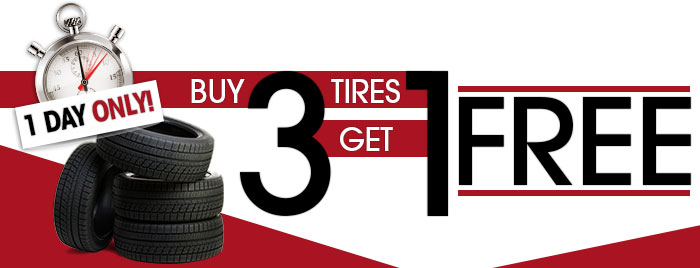 Buy 3 Tires Get 1 Free!
