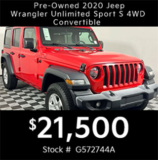 PRE-OWNED 2020 Jeep Wrangler Unlimited Sport S 4WD Convertible