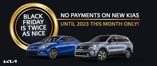 Black Friday is twice as nice - no payments on new KIAs until 2023 this month only