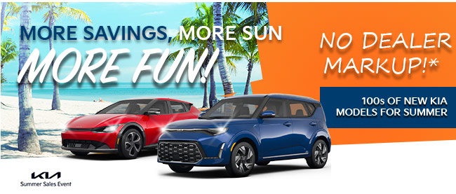 Memorial Day, save on a new Kia with no dealer markup