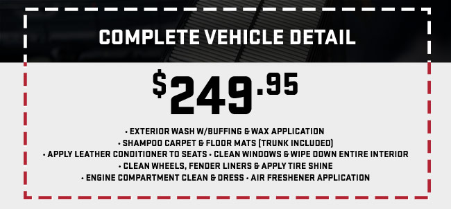 special pricing on complete vehicle detail