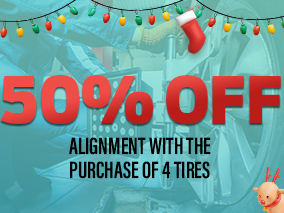 50% off alignment with the purchase of 4 tires