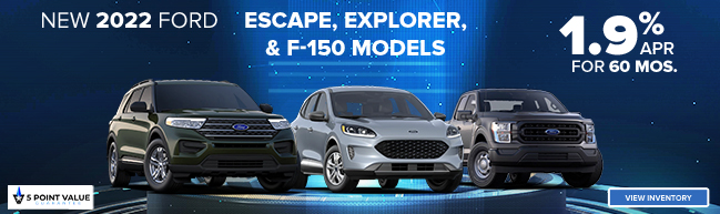 2022 Ford Escape, Explorer and F-150