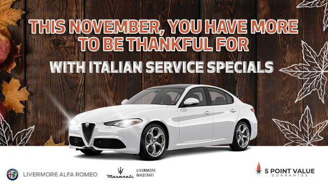 This November, you have more to be thankful for with italian service specials