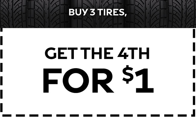 buy three tires get fourth for 1 USD