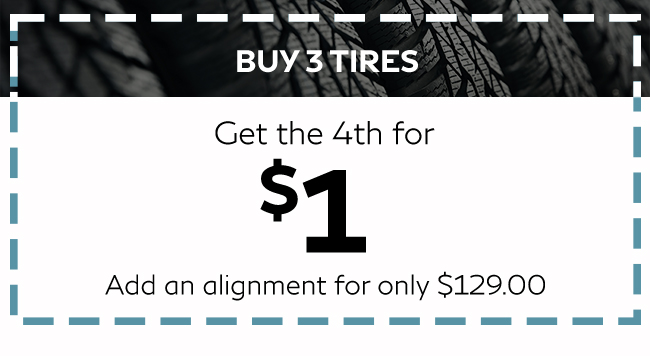 get 4th tire for $1 when buy 3