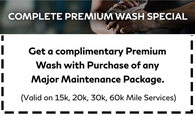 premium car wash special with any major maintenance