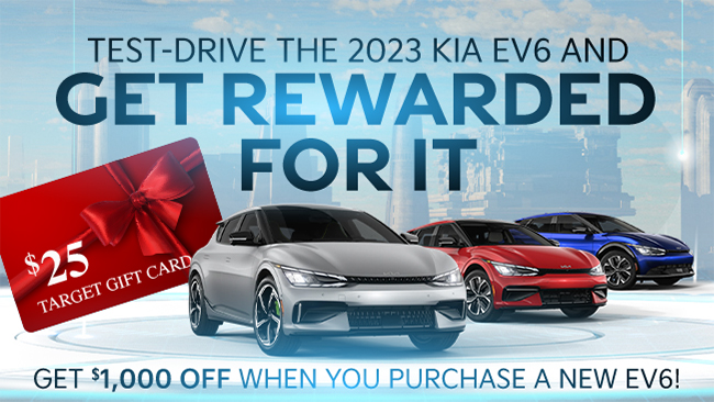 Test-Drive the 2023 KIA EV6 and get rewarded for it