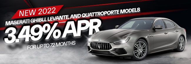 Special offer on Maserati 3.49% APR financing for 72 months
