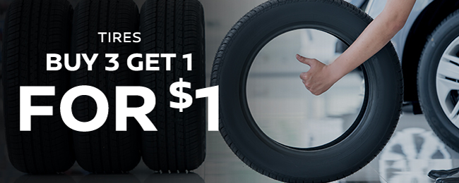 tires buy 3 get 1 for a dollar