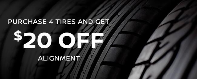 Purchase 4 tires and get 20 off alignment