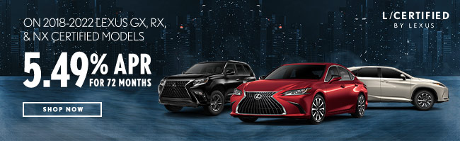 2018-2022 Lexus GX, RX and ES Certified models