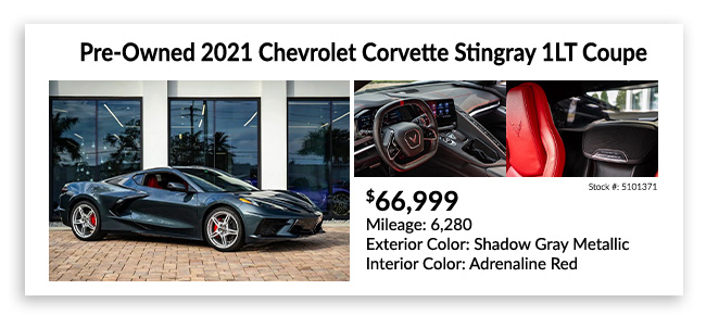 pre-owned 2021 Chevrolet Corvette Stingray 1 LT Coupe offer