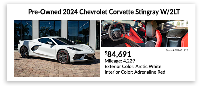 pre-owned 2024 Chevrolet Corvette Stringray W/2LT