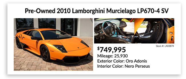 pre-owned 2010 Lamborghini Murcielago LP670-4 SV