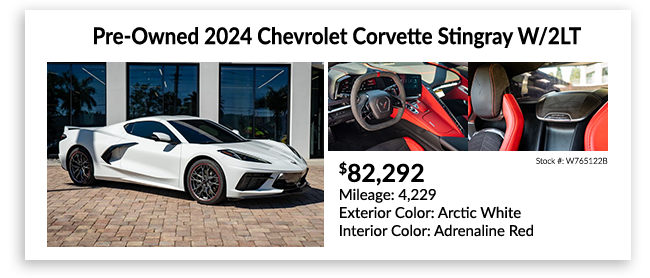 pre-owned 2024 Chevrolet Corvette Stringray W/2LT