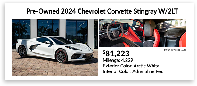 pre-owned 2024 Chevrolet Corvette Stringray W/2LT