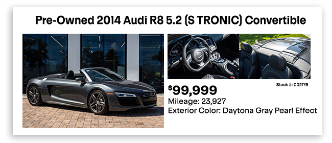 Pre-Owned 2014 Audi R8 5.2 S Tronic Convertible