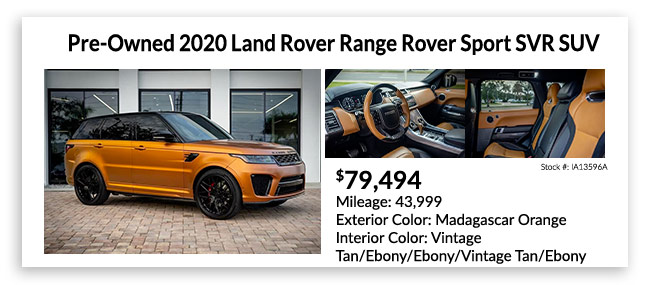 PRE-OWNED 2020 LAND ROVER RANGE ROVER SPORT SVR SUV