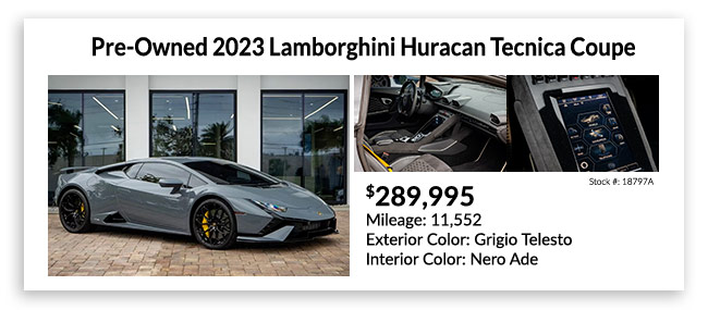 PRE-OWNED 2023 LAMBORGHINI HURACAN TECNICA COUPE
