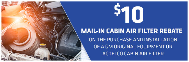 $10 Mail-In Cabin Air Filter Rebate 
