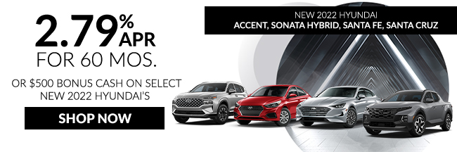 2022 Hyundai Accent, Sonata Hybrid, Santa Fe, Santa Cruz
