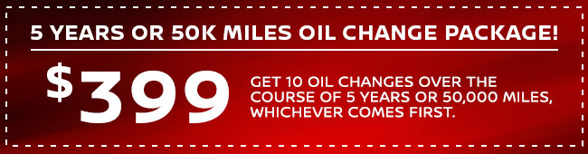 5 years or 50k miles oil change package